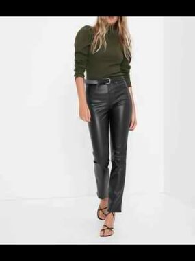 GAP Black Faux Leather Straight-Leg Pants